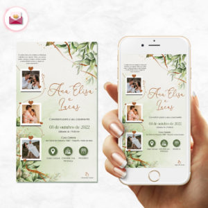 Convite Casamento Digital Interativo – Flores Tropicais