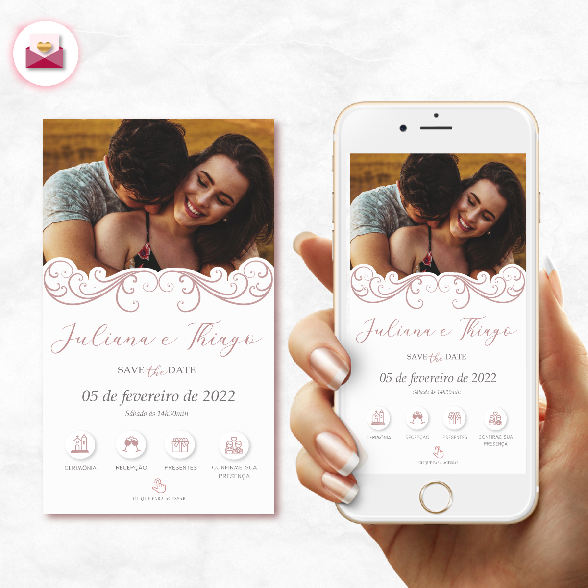 Convite Digital Casamento Interativo Envelope Bruna Gomes Convites 4026