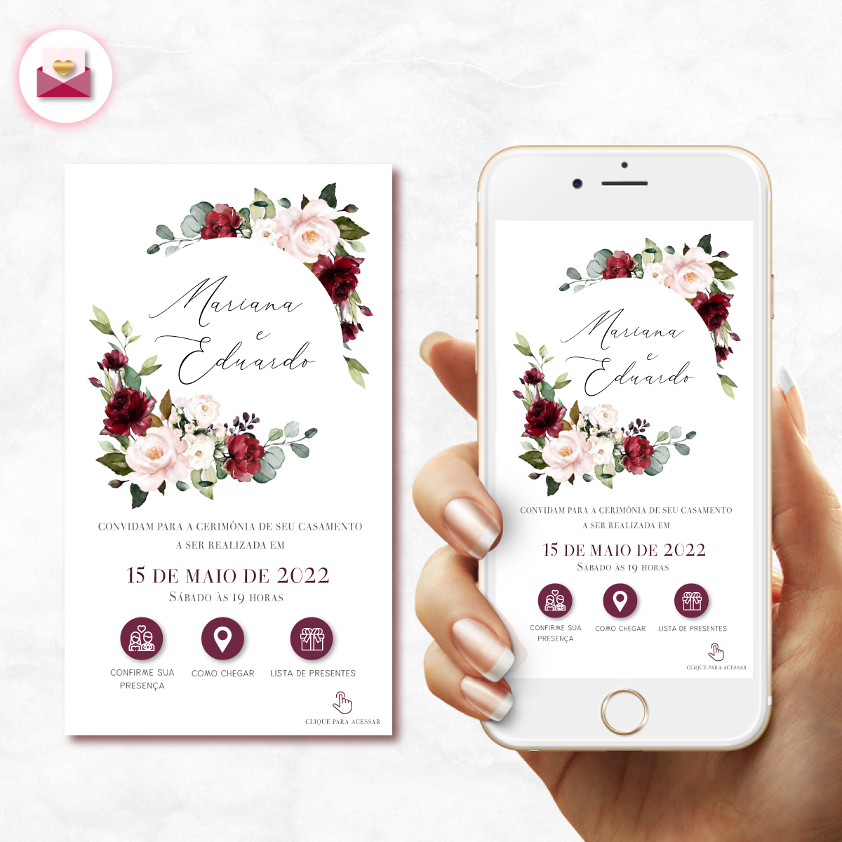 Convite Digital Casamento Interativo - Bruna Gomes Convites